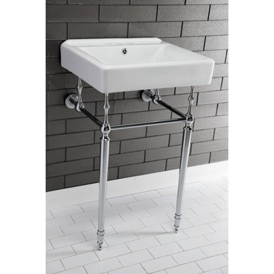 Kingston Brass Edwardian 20-Inch Porcelain Console Sink with Brass Legs (4-Inch, 3-Hole)