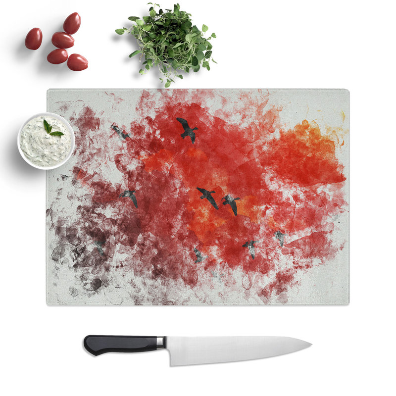 Migratory Geese Watercolour Chopping Board, 28.5cm W x 39cm L