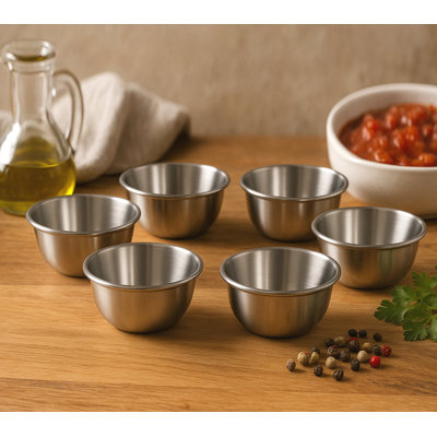 Stainless Steel Condiment Cup Set of 6 | Small Bowl