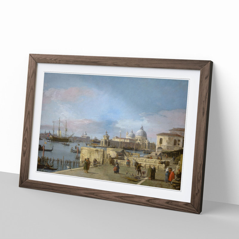 Entrance to the Grand Canal Vol.1 by Giovanni Canaletto - Picture Frame Painting, 36cm H x 48cm W x 2cm D, Walnut Framed