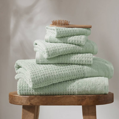 Spa Waffle Cotton Jacquard Bath Towel 6 Piece Set