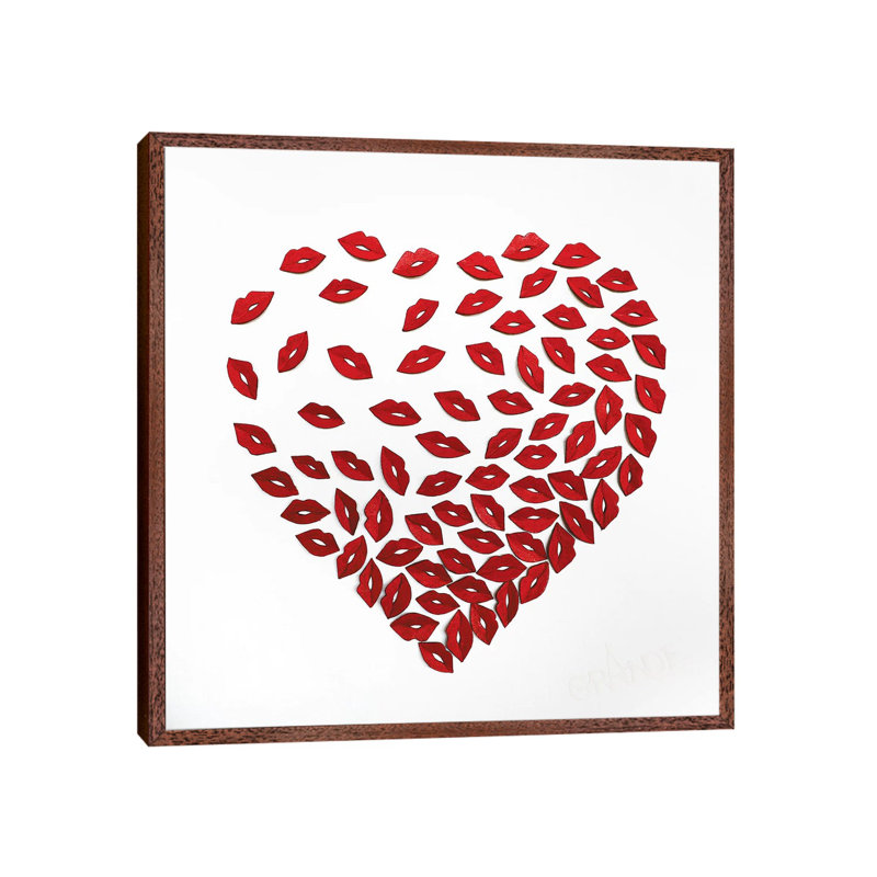 Kiss Of My Heart by Alla GrAnde - Print on Canvas, 45.72 cm H x 45.72 cm W, Classic Brown Wood Framed