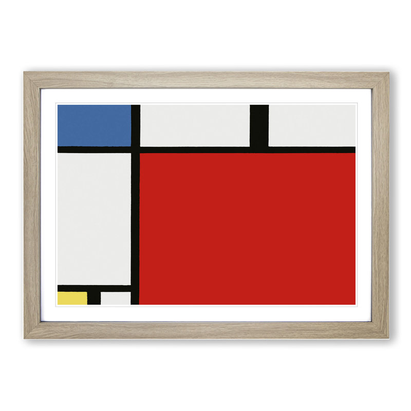 Composition Vol.2 by Piet Mondrian - Picture Frame Graphic Art, Oak Framed, 48cm H x 65cm W x 2cm D