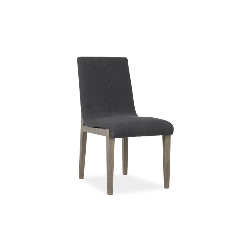 Cavallini Coal Gray Teak Upholstered Side Dining Chair