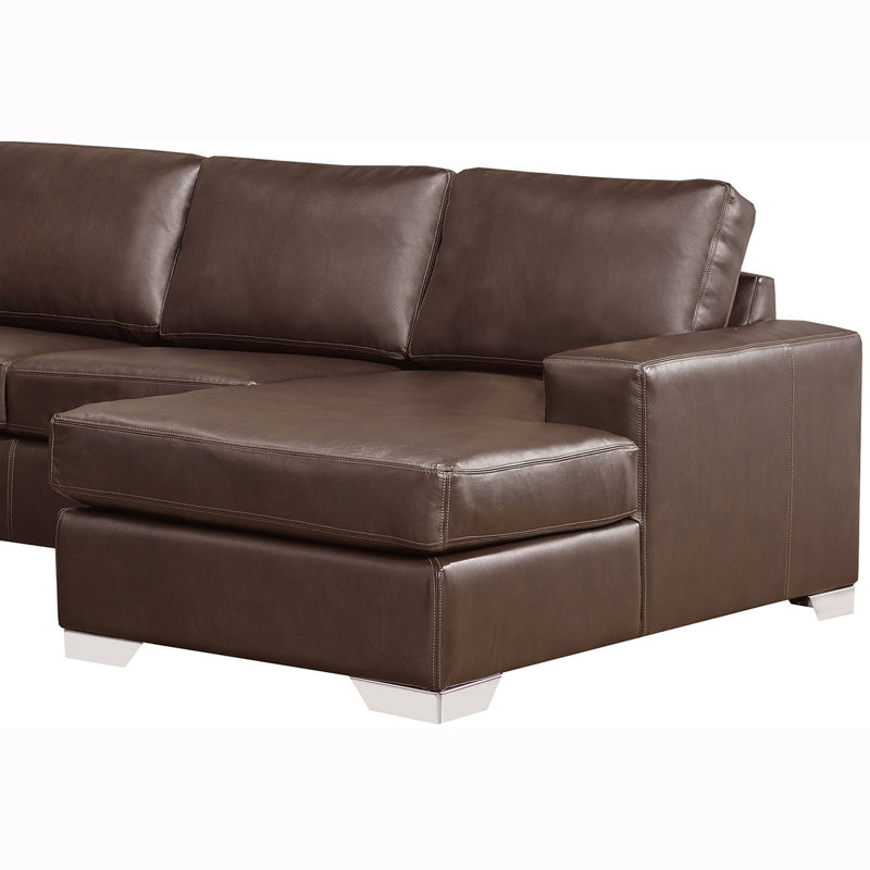 Crooke Upholstered U-Shaped Sectional Left Hand Facing, Brown Genuine Leather
