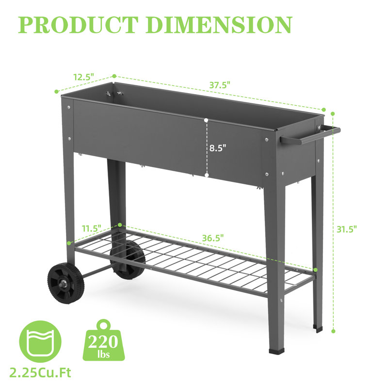 Metal Raised Garden Planter with Legs – Outdoor Use, Gray