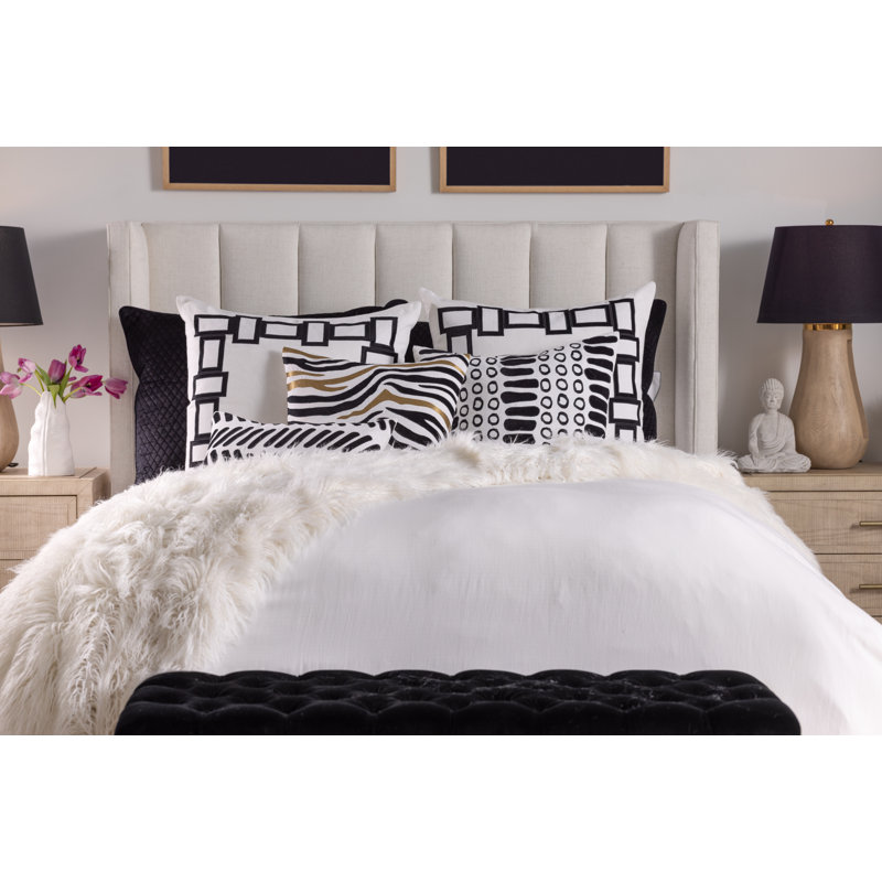 Peru Linen Square Pillow Cover & Insert, White/Black