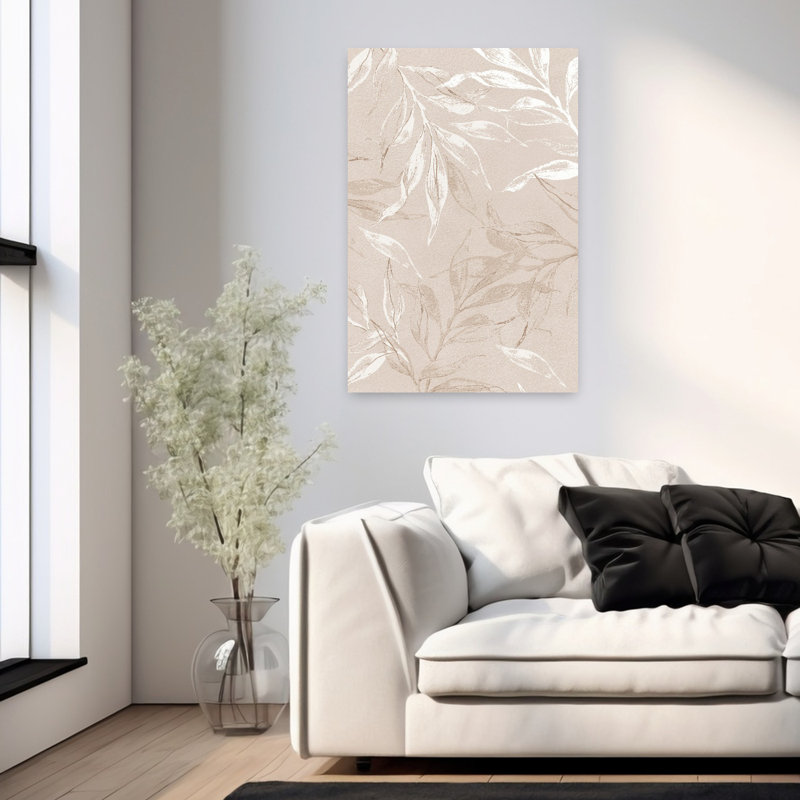 «White Leaves 2», paysage contemporain abstrait, art naturel, H 36 po x l 24 po