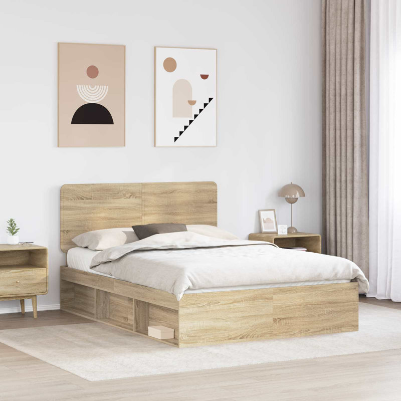 Solid Wood Bed, Sonoma Oak, Kingsize (5')