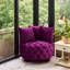 Chaise d'appoint capitonnée en velours pour le salon et la chambre à coucher - Confort luxueux, structure en bois massif, conception ronde moderne-781541125
