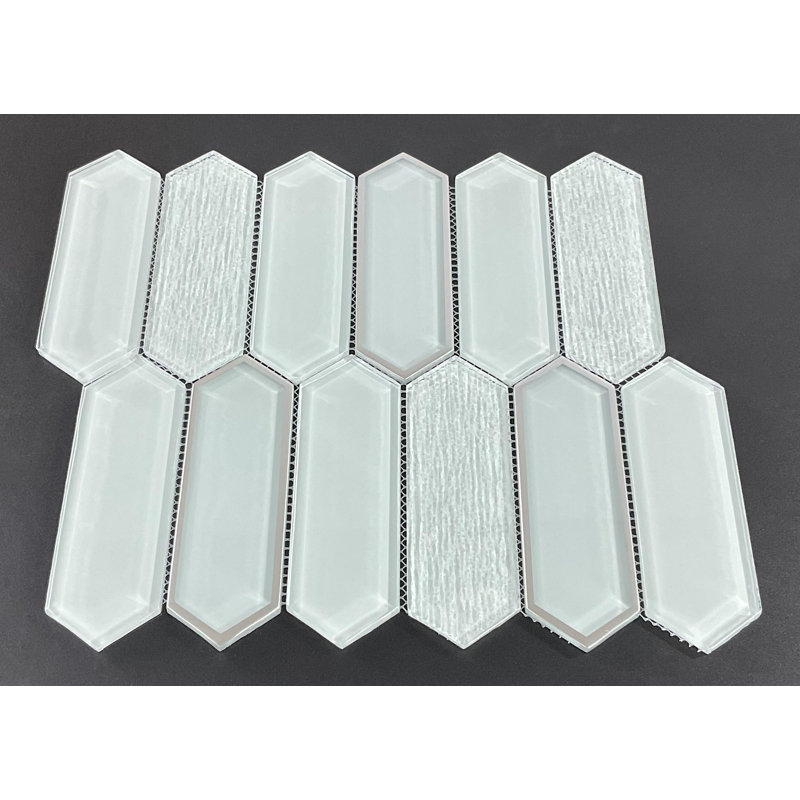 Glass Mosaic Wall Tile, Light Gray & Silver Glazed