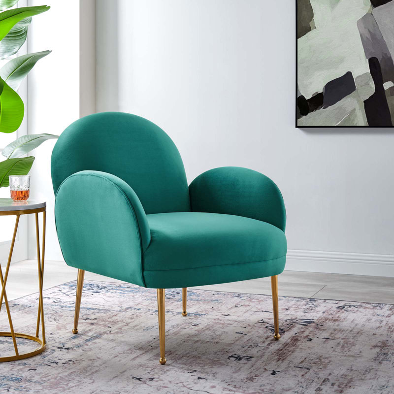 Modway Transcend Performance Velvet Armchair, Teal Velvet