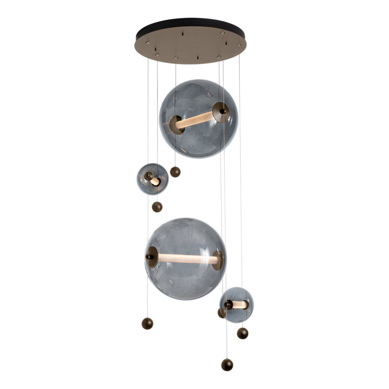 Abacus 4 - Light Cluster Globe LED Pendant, Cool Gray, Bronze