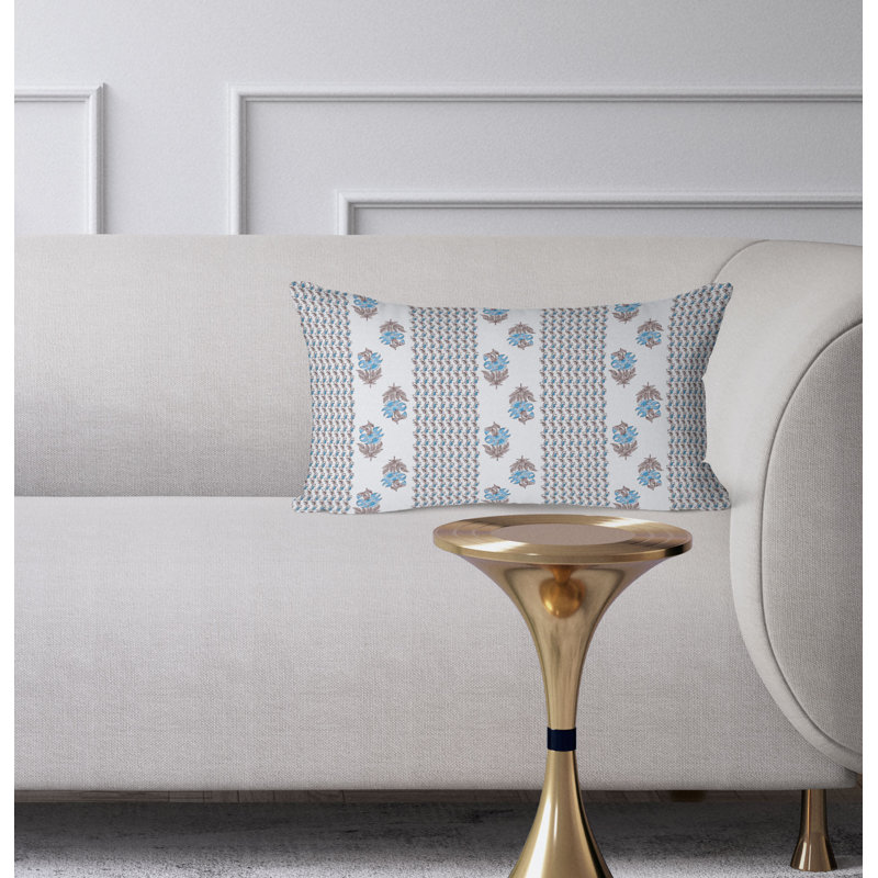 Anemone Artistry  Rectangular Throw Pillow, Blue/White