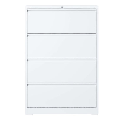 Classeur verrouillable en métal blanc, classeur à 4 tiroirs pour le bureau à domicile, rangements de différentes tailles, rangement de longue durée verrouillable