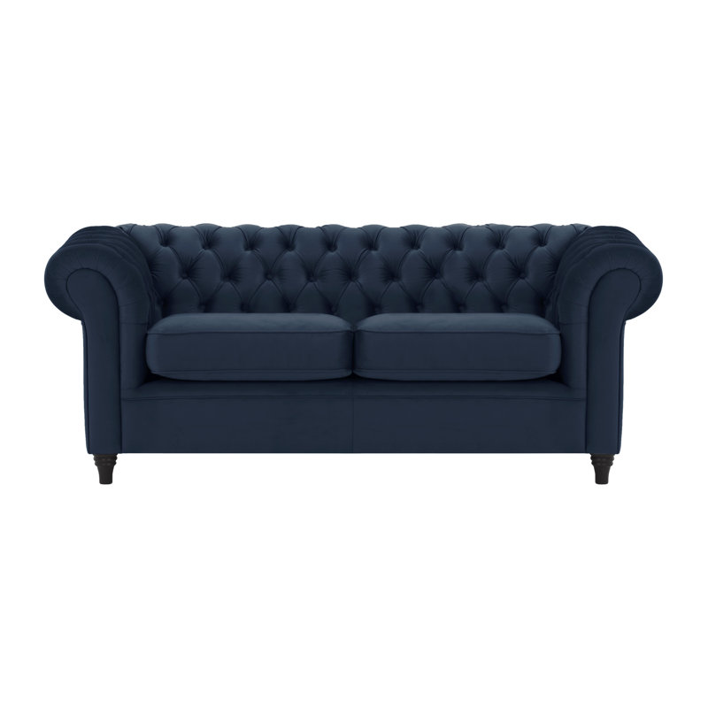 Burks 3 Seater Velvet Sofa, Dark Blue