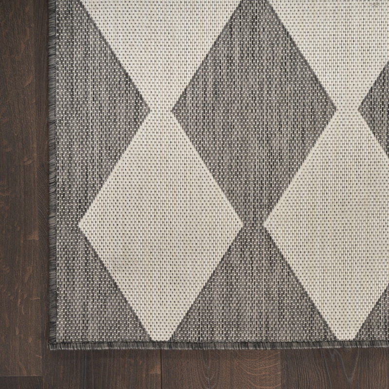 Rectangle Positano Indoor/Outdoor Area Rug, Runner 2'2" x 12', Gray