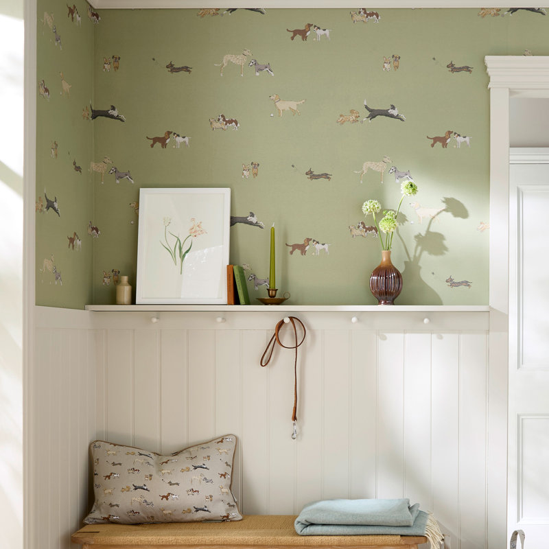 Sophie Allport Doggy Daycare Mossbank Wallpaper, Green