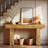 63'' Long Farmhouse Console Table With Storage, Native Wood Grain, Perfect For Hallway, Living Room, And Foyer