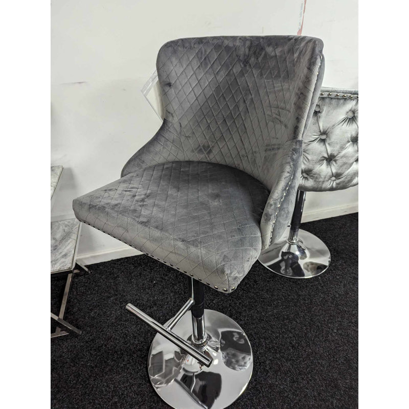 Penndel Swivel Adjustable Height Bar Stool with Stainless Steel Frame, Grey