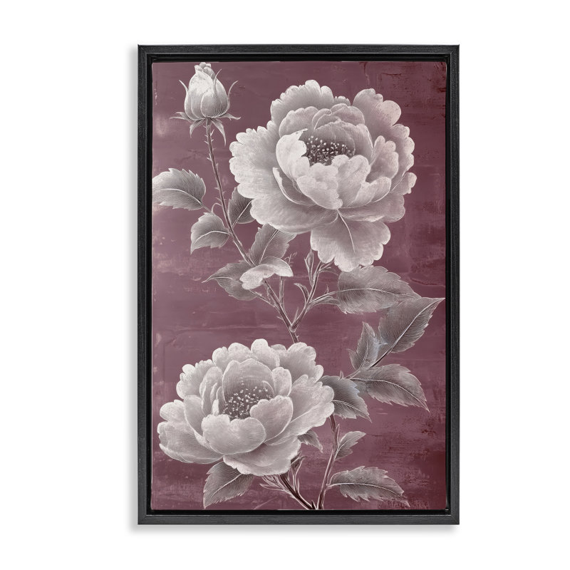 Cadre flottant Chambermaid Rose Blossoms, design par Annabelle Hall, H 25 po x l 17 po, Cadre flottant noir de jais