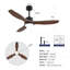 Ventilateur de plafond noir moderne de 52 pouces avec lumière et 3 pales en ABS avec moteur à courant continu réversible et télécommande-128776921-128776922