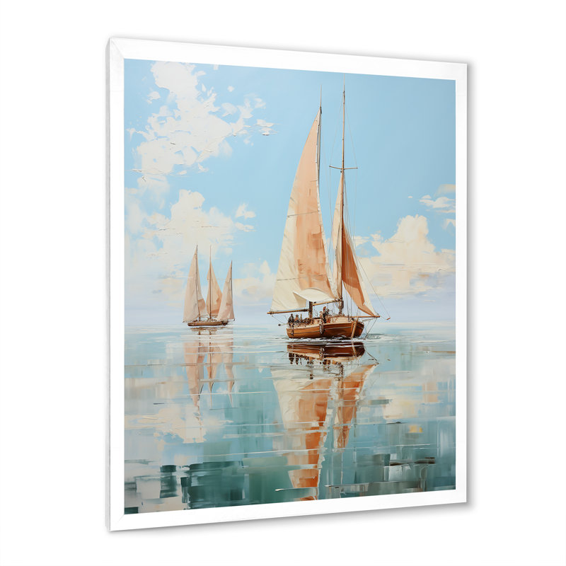 Minimalisme voilier serein IV - impressions nautiques et de plage, L 34 po x H 44 po, Cadre photo blanc
