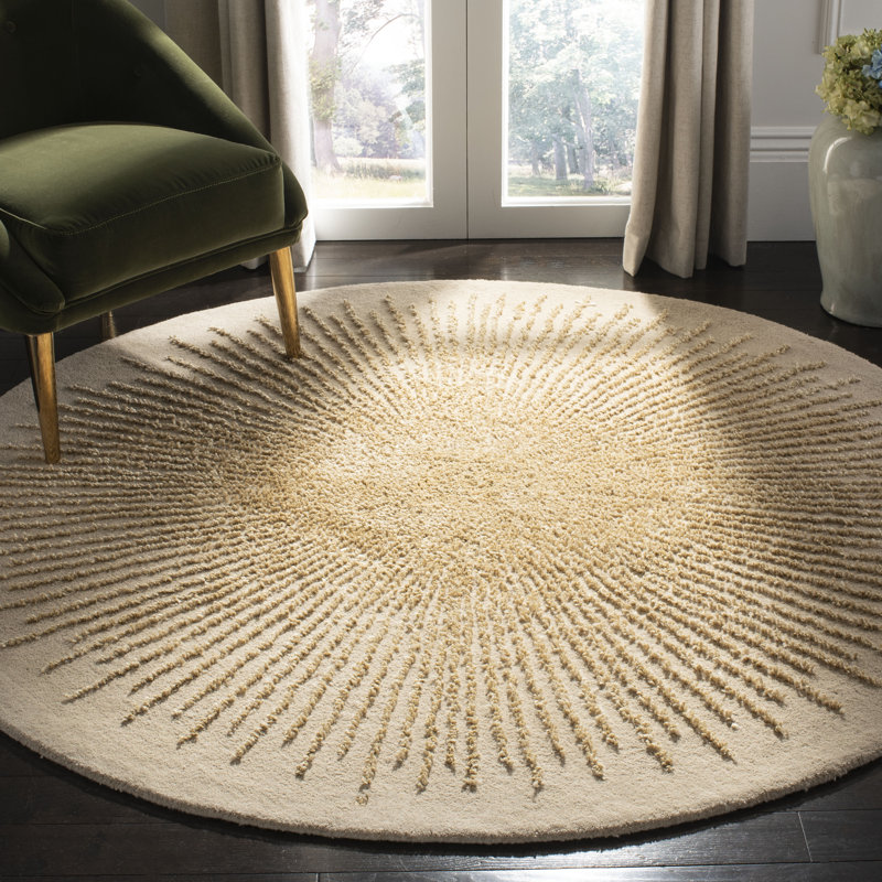 Amier Hand Tufted Wool, Viscose, And Cotton With Latex Abstract Rug, Round 6'