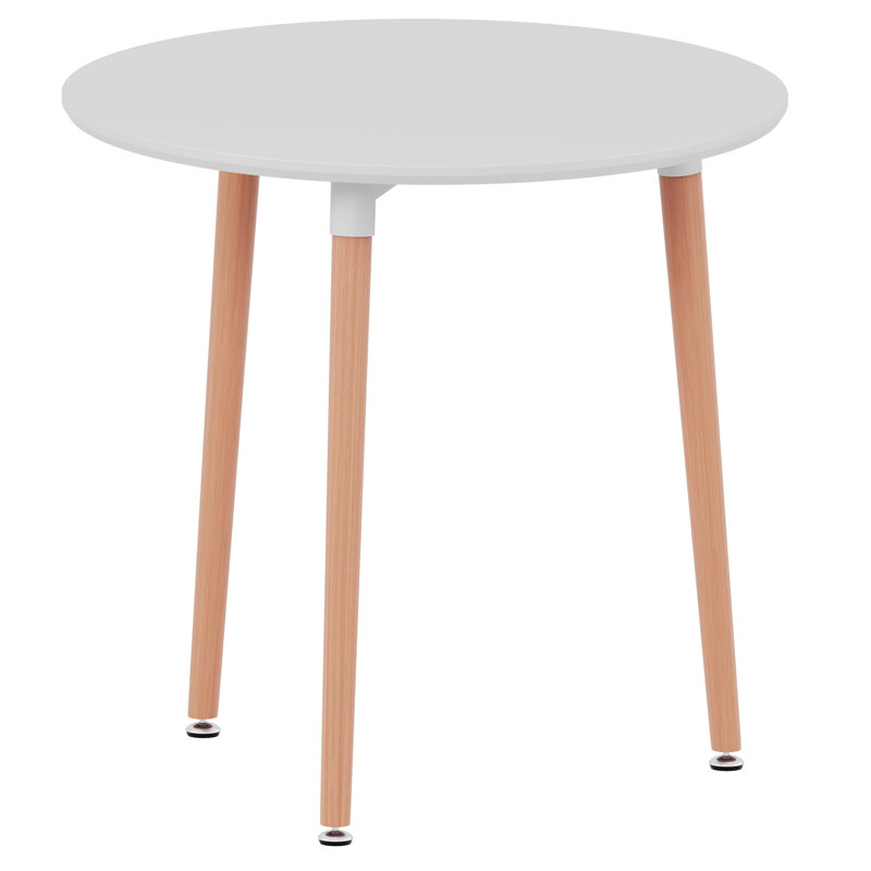 Deshawn Beech Round Solid Wood Base Dining Table, White