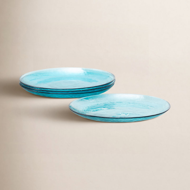Los Cabos Glass Dinnerware 10.5" Dinner Plate, Lagoon