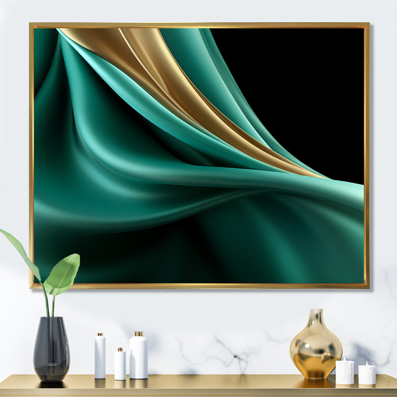 Abstract Echoes Swirls 3 - Abstract Collages, art mural, Cadre flottant doré, H 34 po x l 44 po x P 1,5 po