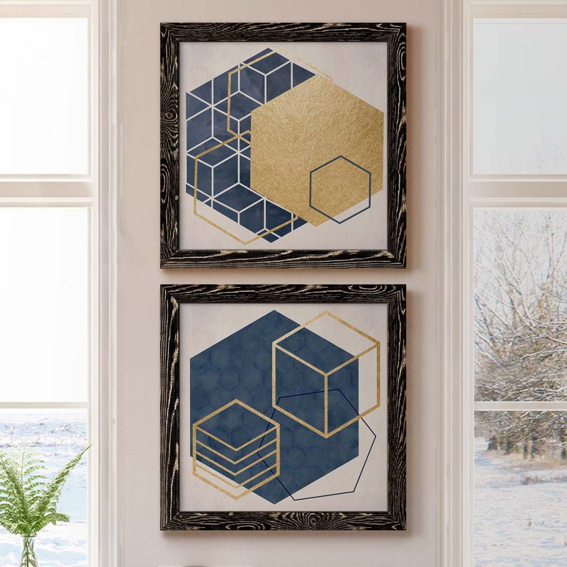Geo I - impression de 2 pièces, Toile avec cadre noir, H 20 po x l 40 po x P 1,5 po
