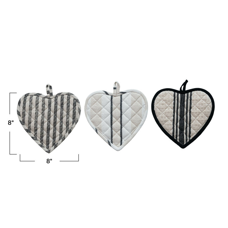 Chic Cotton Quilted Heart Shaped Pot Holder