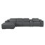 Canapé modulaire en cuir véritable gris foncé 5 pièces faisant face à la droite avec 1 fauteuil inclinable électrique et appuis-tête réglables-131205196-130703079