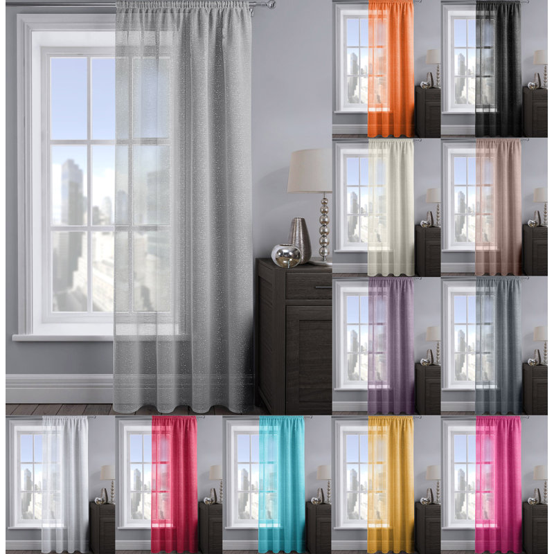 Pinchas Semi Sheer Curtain Single Panel, Mauve, 54cm Width x 54cm Drop