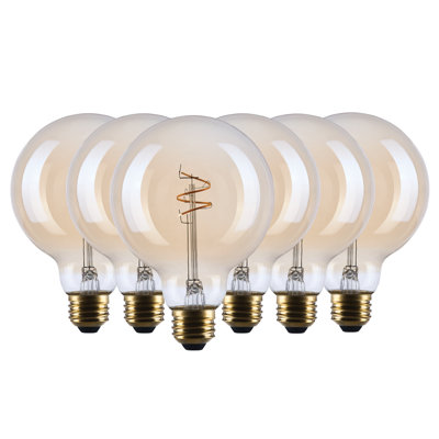 3.5 Watts G25 LED 2000K CCT Medium Base Clear Glass Amber Coil Filament Dimmable 120 Volt