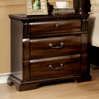 Richerson 3 - Drawer Nightstand in Mahogany -  Astoria Grand, 63359042DC564912A5DC6750D06073BF