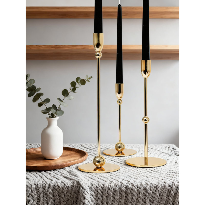 Candlestick Holders Set Of 3, Modern Metal Candle Holders For Table Centerpiece, Rust-Resistant Home Decor For Wedding And Party