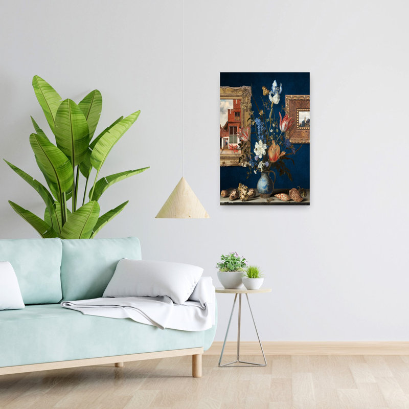 Made In Delft - Art mural d'art contemporain tulipe fleur, H 24 po x l 16 po, Bleu