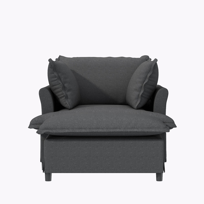 Fauteuil avec repose-pieds et repose-pieds en chenille, Gris