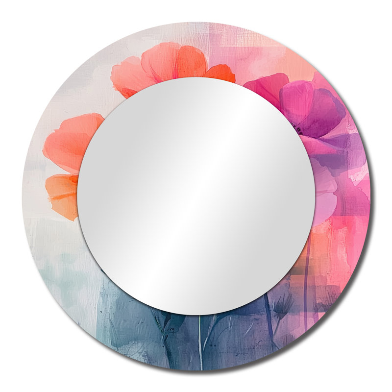 Abstrait géraniums en mouvement d'été I - Art mural miroir floral - imprimé sur métal, 23 po x 23 po