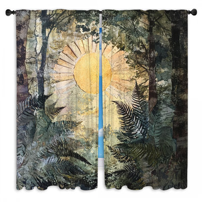 Sunlight Through Ferns Window Curtains Forest Sheer & Room Darkening - 2 Panels