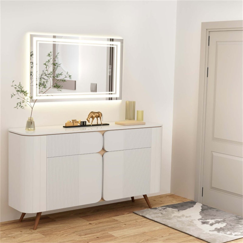 Miroir de salle de bain à DEL avec avant et rétroéclairage, désembuage 5 minutes, intensité variable en continu 3 couleurs, CRI90 +, fonction mémoire