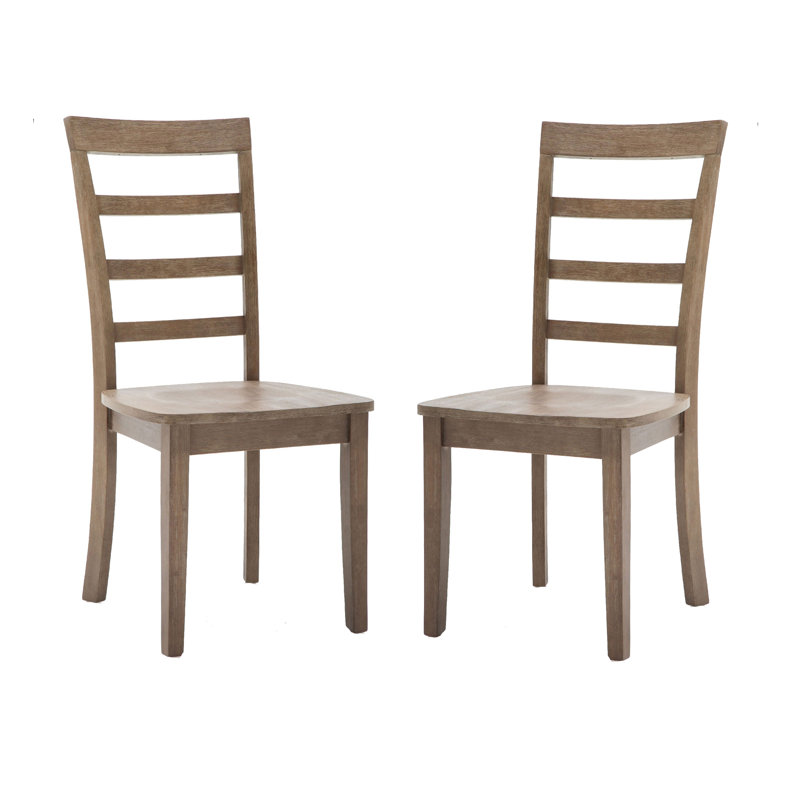 Minimalist Brown Rubberwood Ladderback Side Chair