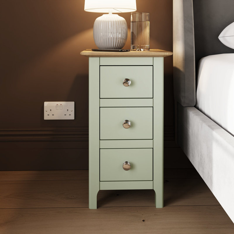 Casiano 34cm W 3 Drawer Bedside Table Nightstand Cabinet, Green