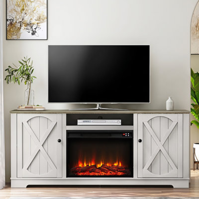 Henrik Farmhouse TV Stand with Electric Fireplace