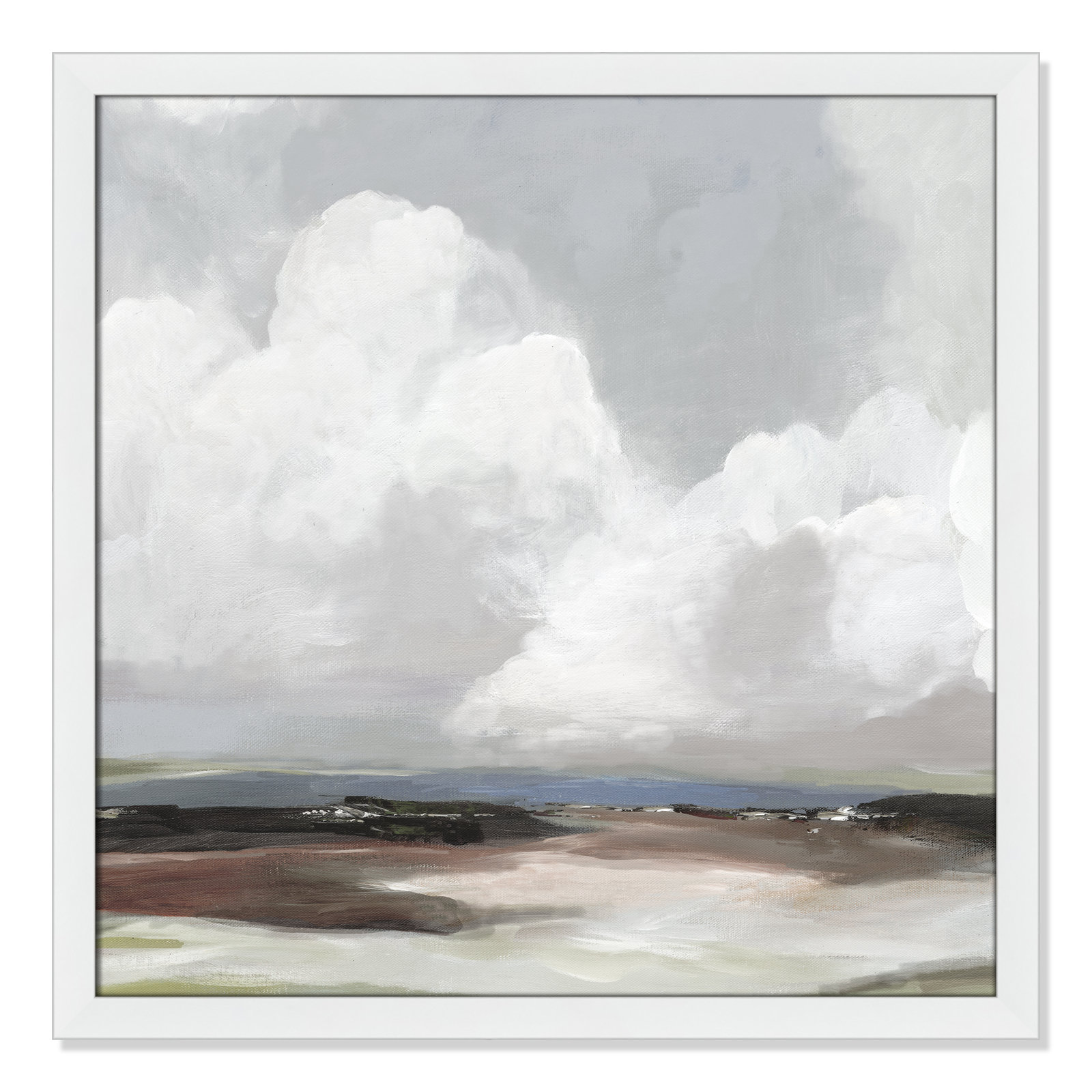 Avron "Morning Air" Painting, 28.5" H x 28.5" W x 1.12" D, White Framed