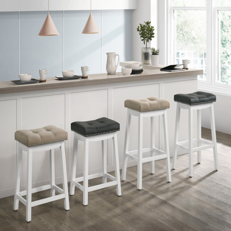 Tabourets de bar avec coussin LuXeo Barstow, Beige, Tabouret de bar (siège d'une hauteur de 29 po)