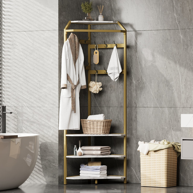 Metal Freestanding 1 - Hook Coat Rack, Gold