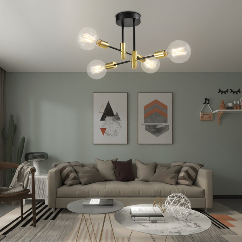 Rensselear 4 - Light Dimmable Sputnik Modern Linear Chandelier